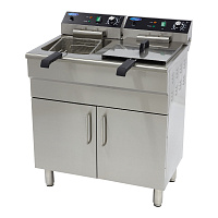 MAXIMA Фритюрниця 2x16L  2 кошики зі зливним краном і підставкою 400 В  09365156