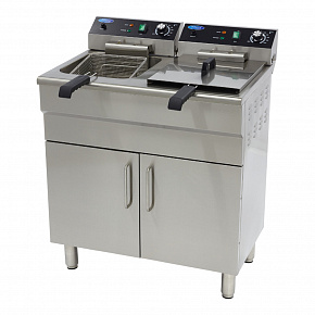 MAXIMA Фритюрниця 2x16L  2 кошики зі зливним краном і підставкою 400 В  09365156
